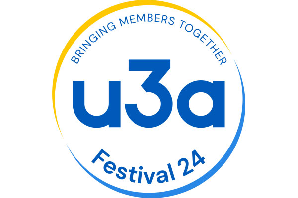 A circle that inside it says u3a Festival 24, Bringing members together