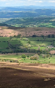 A high eye view of the landscape beyond the Brecon Beacons