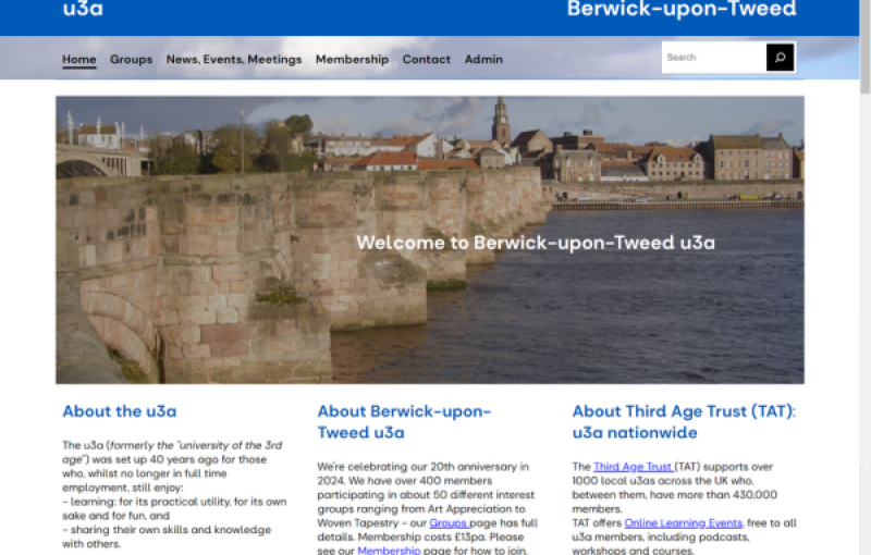 Berwick-Upon-Tweed u3a: Their SiteWorks Journey